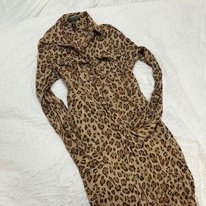 Leopard Print Long Sleeve Dress Ralph Lauren
